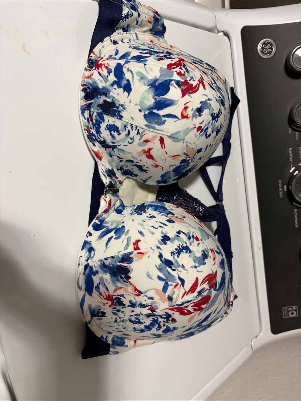 Cacique Navy Floral Print Underwire Bra